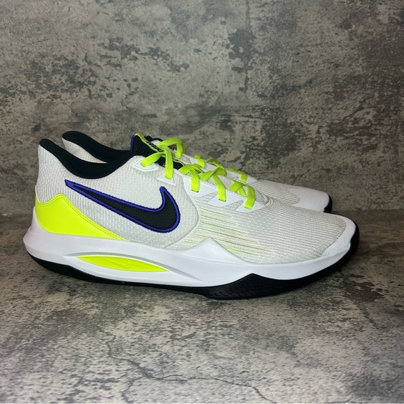 Nike Precision 5 Basketball Shoes CW3403-100 Mens sz 13 White/Lime - Picture 1 of 6